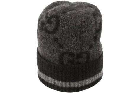 gucci diamante knit hat|GG knit cashmere hat in grey and black .